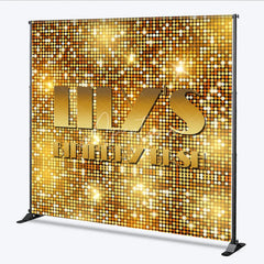 Aperturee - Aperturee Custom Birthday Backdrop Gold Sequin Spots Glitz Glamorous Disco Party Photography