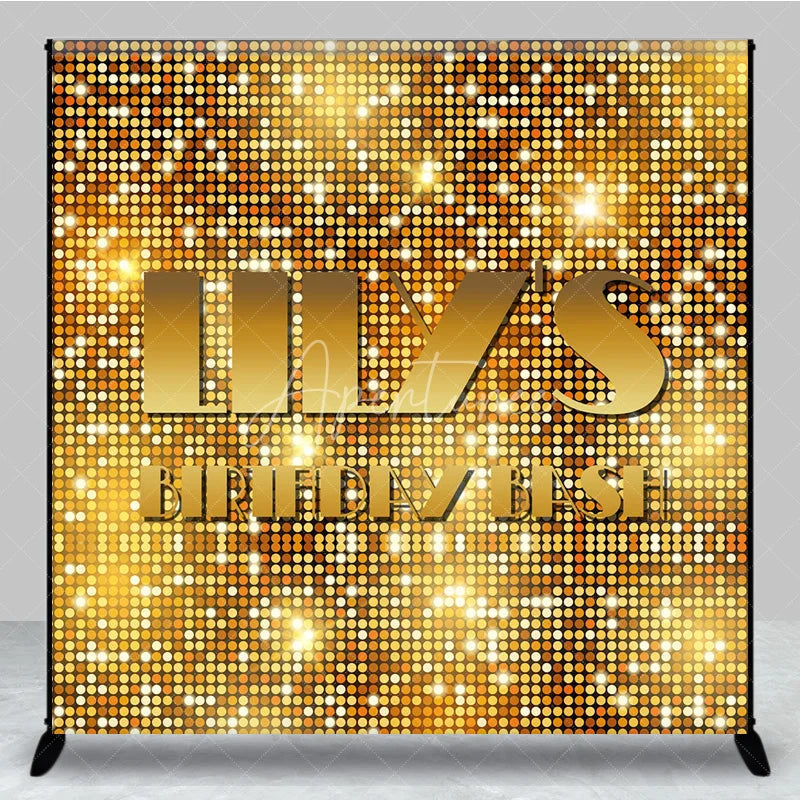 Aperturee - Aperturee Custom Birthday Backdrop Gold Sequin Spots Glitz Glamorous Disco Party Photography