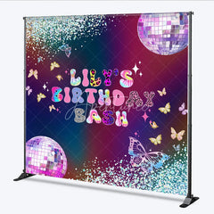 Aperturee - Aperturee Custom Birthday Backdrop Groovy Disco Ball Butterfly Tie Dye Neon Party Decoration