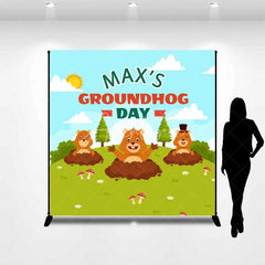 Aperturee - Aperturee Custom Birthday Backdrop Groundhog Day Cartoon Animals Green Grass Party Decor