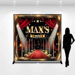 Aperturee - Aperturee Custom Birthday Backdrop Personalized Red Carpet Hollywood Theme Stage Party Supplies