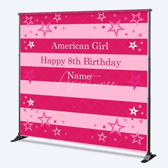 Aperturee - Aperturee Custom Birthday Backdrop Pink Stars and Stripes Doll Theme Party Decoration