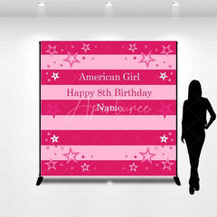 Aperturee - Aperturee Custom Birthday Backdrop Pink Stars and Stripes Doll Theme Party Decoration