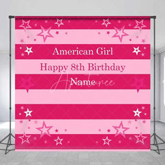 Aperturee - Aperturee Custom Birthday Backdrop Pink Stars and Stripes Doll Theme Party Decoration