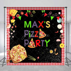 Aperturee - Aperturee Custom Birthday Backdrop Pizza Party Theme Italian Food Cooking Chalkboard Personalized Background