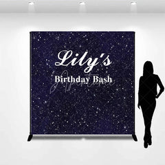 Aperturee - Aperturee Custom Birthday Backdrop Starry Night Navy Blue Gold Sparkle Sky Personalize Party