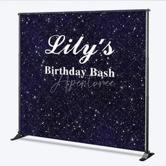 Aperturee - Aperturee Custom Birthday Backdrop Starry Night Navy Blue Gold Sparkle Sky Personalize Party