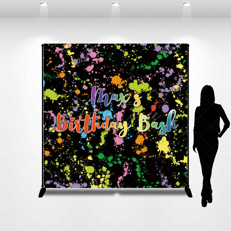 Aperturee Aperturee Custom Birthday Bash Art Party Backdrop Colorful Paint Splatter and Neon Glow Personalized 80s Retro Decor