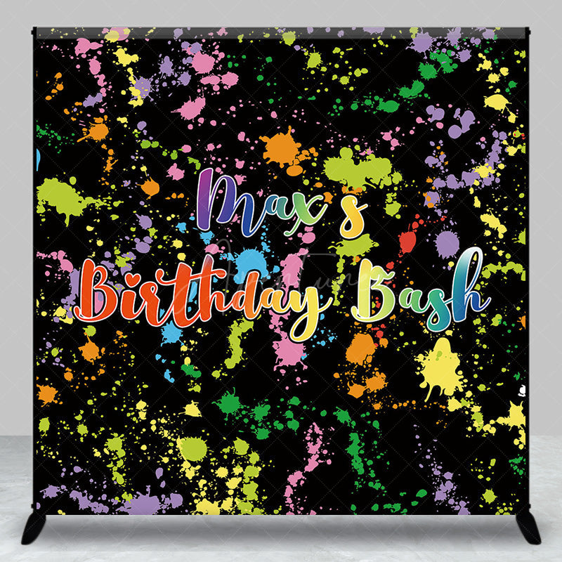 Aperturee Aperturee Custom Birthday Bash Art Party Backdrop Colorful Paint Splatter and Neon Glow Personalized 80s Retro Decor