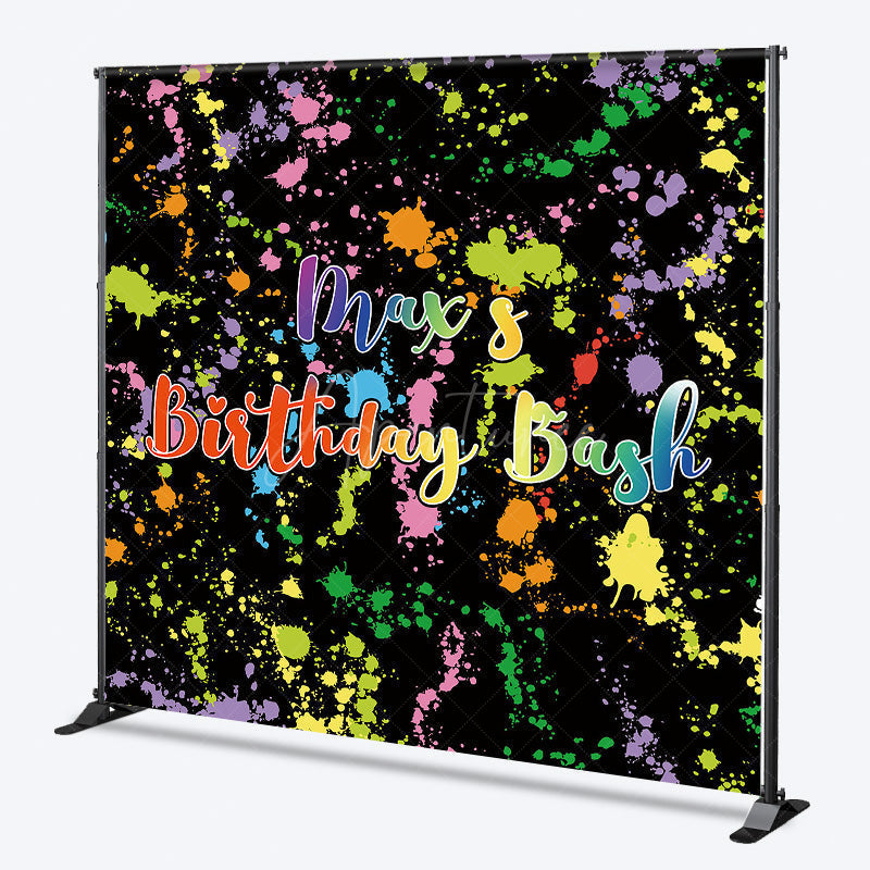 Aperturee Aperturee Custom Birthday Bash Art Party Backdrop Colorful Paint Splatter and Neon Glow Personalized 80s Retro Decor