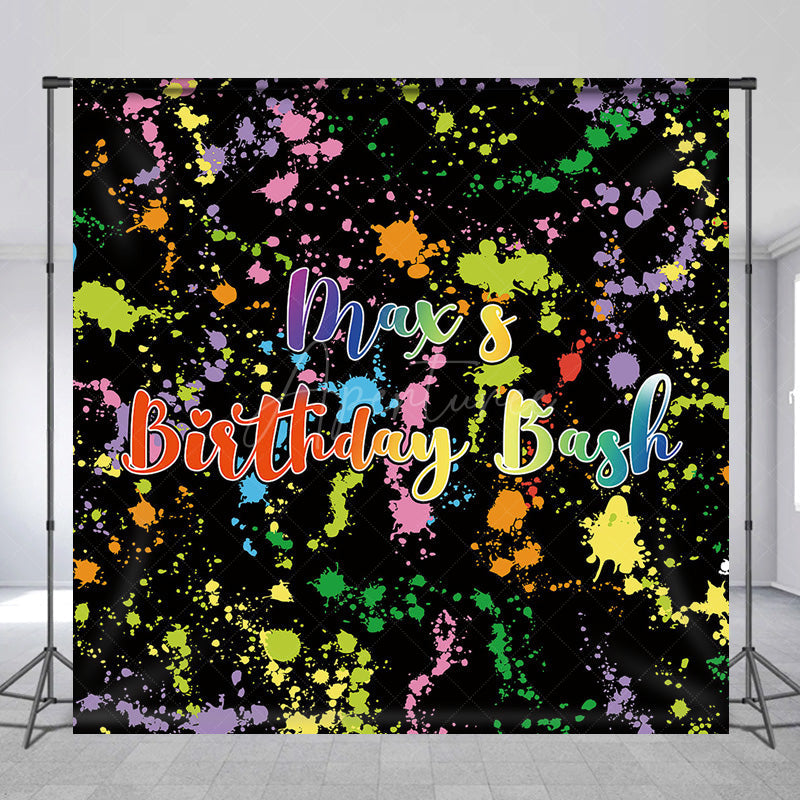 Aperturee Aperturee Custom Birthday Bash Art Party Backdrop Colorful Paint Splatter and Neon Glow Personalized 80s Retro Decor