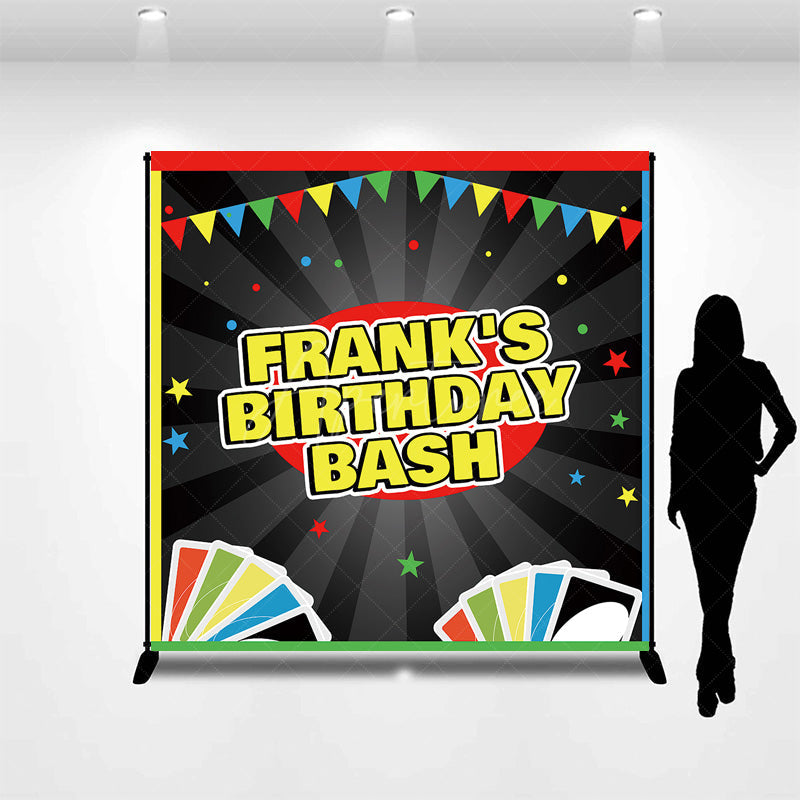 Aperturee Aperturee Custom Card Game Birthday Bash Backdrop Uno Inspired Colorful Party Theme Personalized Family Game Night Decor