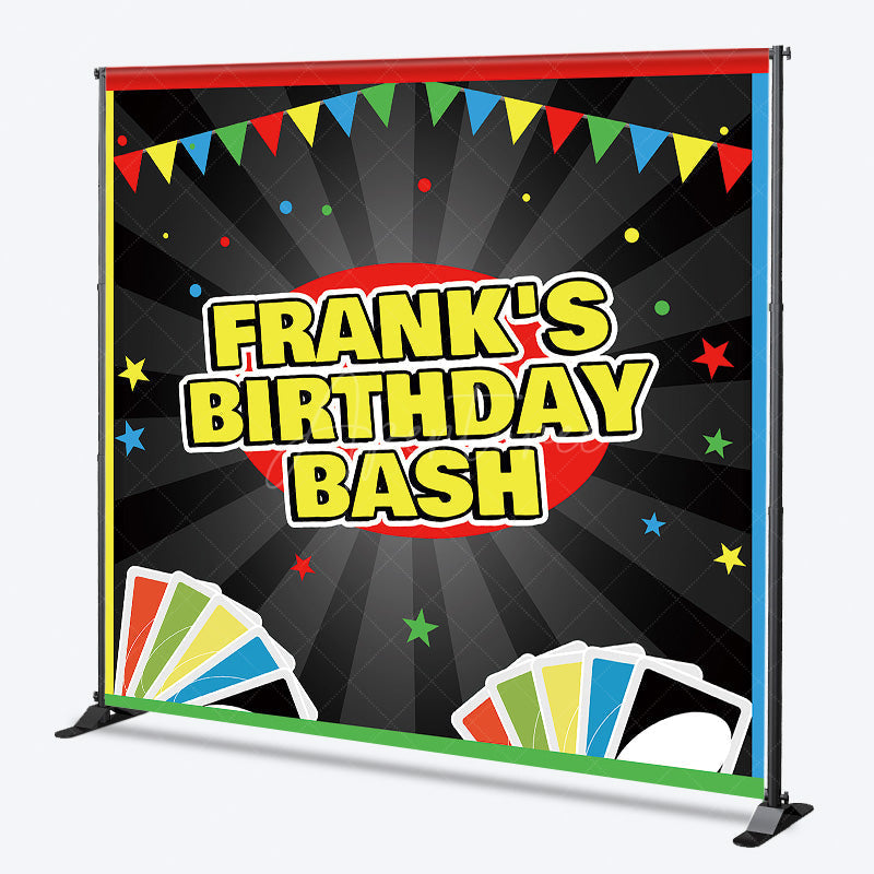 Aperturee Aperturee Custom Card Game Birthday Bash Backdrop Uno Inspired Colorful Party Theme Personalized Family Game Night Decor