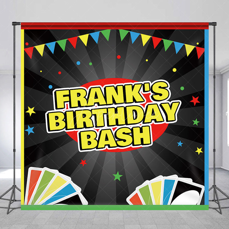 Aperturee Aperturee Custom Card Game Birthday Bash Backdrop Uno Inspired Colorful Party Theme Personalized Family Game Night Decor