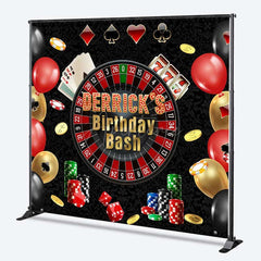 Aperturee Aperturee Custom Casino Birthday Bash Backdrop Las Vegas Night and Poker Theme Personalized Roulette Wheel Photo Prop