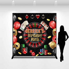 Aperturee Aperturee Custom Casino Birthday Bash Backdrop Las Vegas Night and Poker Theme Personalized Roulette Wheel Photo Prop