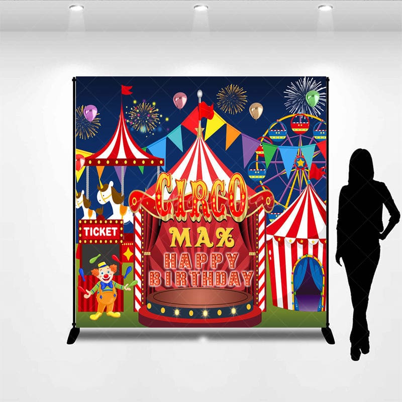 Aperturee - Aperturee Custom Circus Birthday Cartoon Game Night Backdrop
