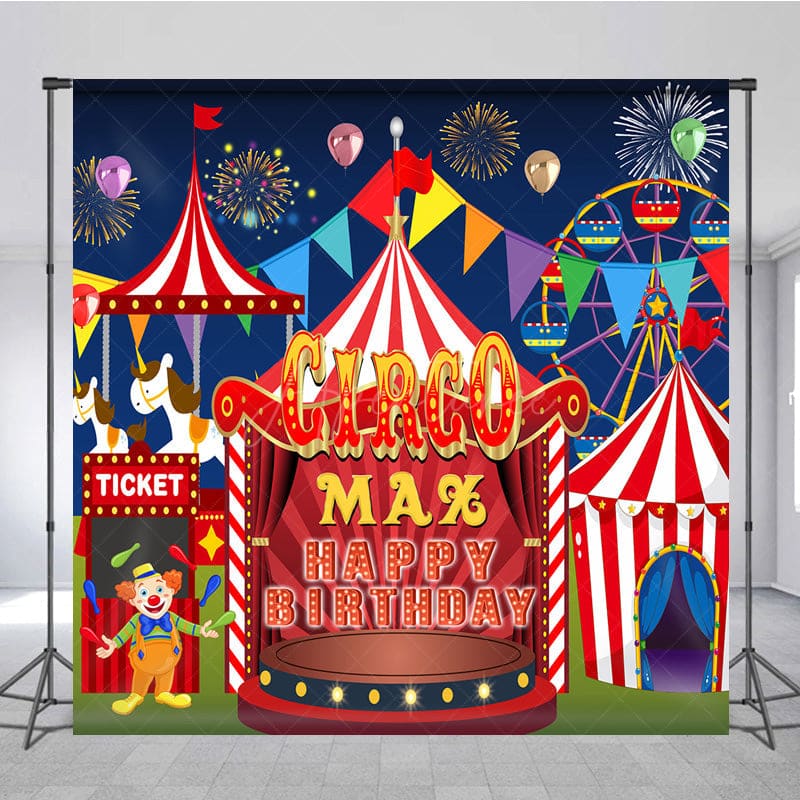 Aperturee - Aperturee Custom Circus Birthday Cartoon Game Night Backdrop