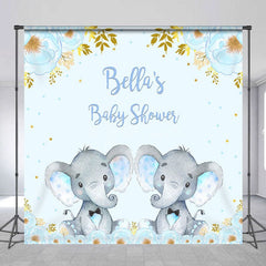 Aperturee - Aperturee Custom Floral Elephant Twins Baby Shower Backdrop