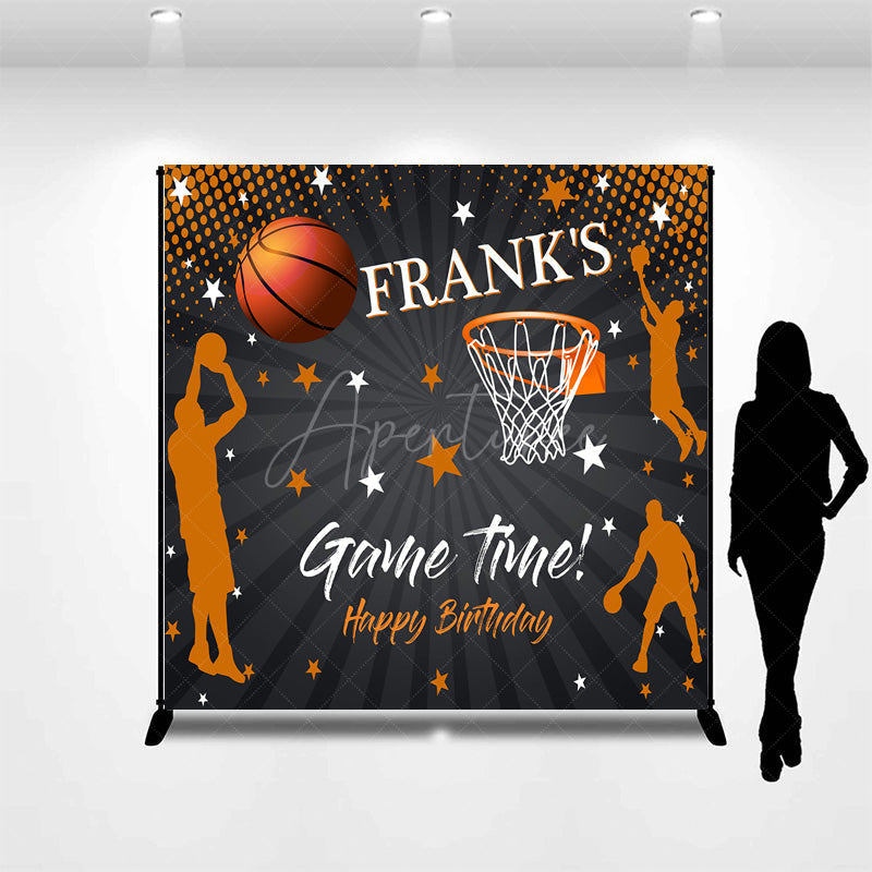 Aperturee Aperturee Custom Game Time Birthday Backdrop Basketball and Hoop Sports Theme Personalized Slam Dunk Party Photo Prop