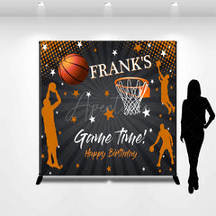 Aperturee Aperturee Custom Game Time Birthday Backdrop Basketball and Hoop Sports Theme Personalized Slam Dunk Party Photo Prop