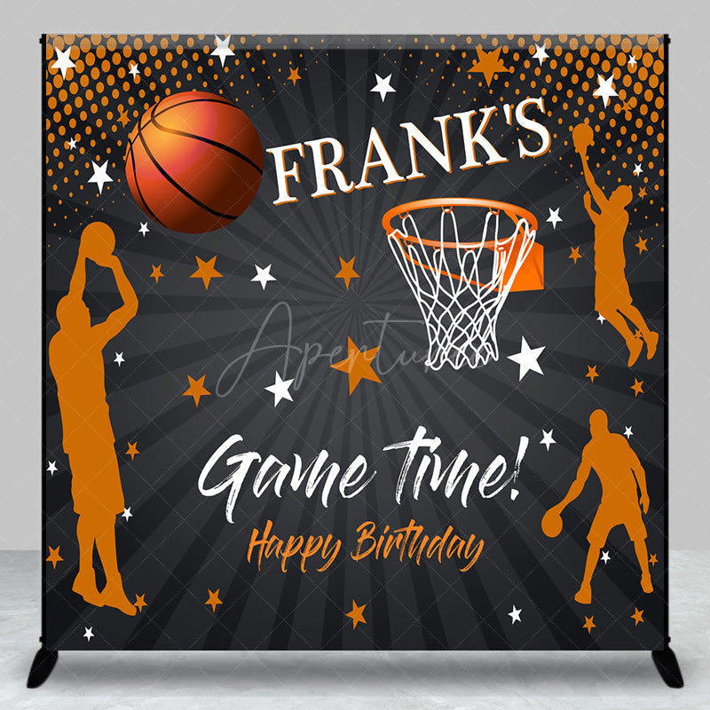 Aperturee Aperturee Custom Game Time Birthday Backdrop Basketball and Hoop Sports Theme Personalized Slam Dunk Party Photo Prop