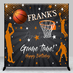 Aperturee Aperturee Custom Game Time Birthday Backdrop Basketball and Hoop Sports Theme Personalized Slam Dunk Party Photo Prop