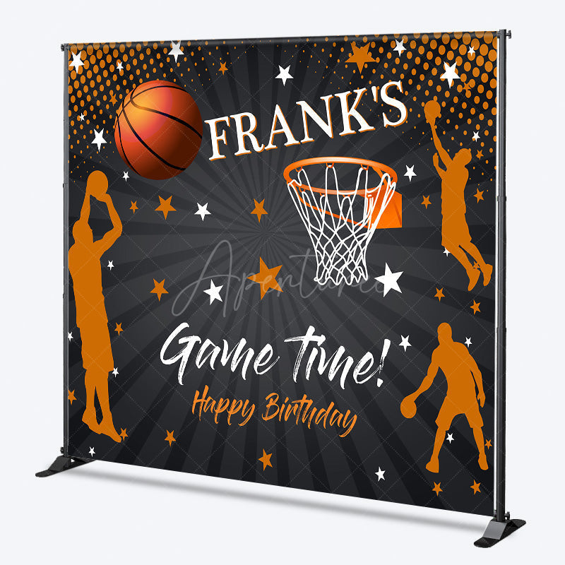 Aperturee Aperturee Custom Game Time Birthday Backdrop Basketball and Hoop Sports Theme Personalized Slam Dunk Party Photo Prop
