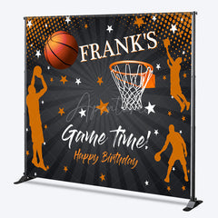 Aperturee Aperturee Custom Game Time Birthday Backdrop Basketball and Hoop Sports Theme Personalized Slam Dunk Party Photo Prop