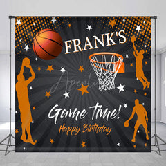 Aperturee Aperturee Custom Game Time Birthday Backdrop Basketball and Hoop Sports Theme Personalized Slam Dunk Party Photo Prop