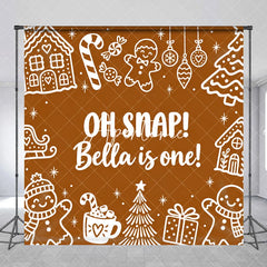Aperturee - Aperturee Custom Gingerbread First Birthday Backdrop Winter Wonderland Candy Cane and Hot Cocoa Party Decor