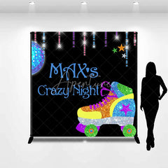 Aperturee - Aperturee Custom Glitter Roller Skate Disco Ball Backdrop Personalized Retro Crazy Night Party Decoration