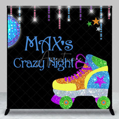 Aperturee - Aperturee Custom Glitter Roller Skate Disco Ball Backdrop Personalized Retro Crazy Night Party Decoration