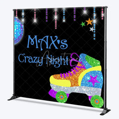 Aperturee - Aperturee Custom Glitter Roller Skate Disco Ball Backdrop Personalized Retro Crazy Night Party Decoration
