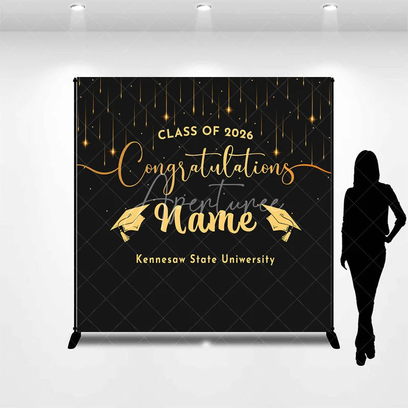 Aperturee - Aperturee Custom Graduation Backdrop Personalized Class of 2026 Congratulations Party Supplies