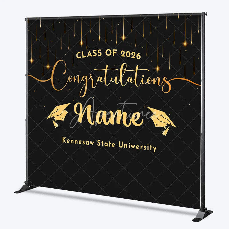 Aperturee - Aperturee Custom Graduation Backdrop Personalized Class of 2026 Congratulations Party Supplies