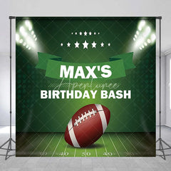 Aperturee - Aperturee Custom Green Football Field Stadium Lights Birthday Party Backdrop Personalized Sports Celebration Decor