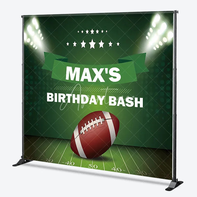 Aperturee - Aperturee Custom Green Football Field Stadium Lights Birthday Party Backdrop Personalized Sports Celebration Decor