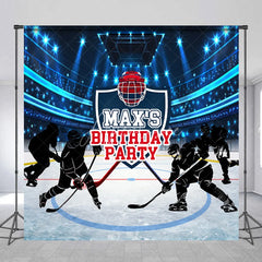 Aperturee - Aperturee Custom Hockey Birthday Backdrop Personalized Ice Stadium Sports Theme Party Banner