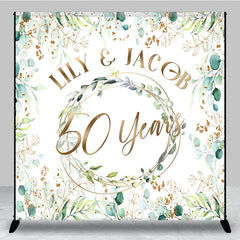Aperturee Aperturee Custom Name Spring Greenery Leaves 50 Years Backdrop