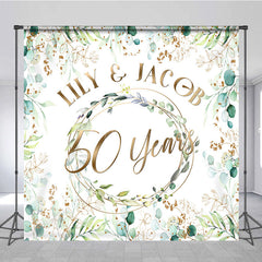 Aperturee Aperturee Custom Name Spring Greenery Leaves 50 Years Backdrop