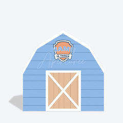 Aperturee - Aperturee Custom Name Wooden Blue Farm Barn Door Arch Backdrop