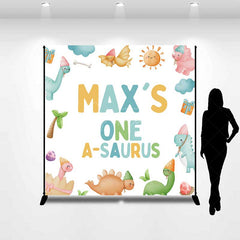 Aperturee Aperturee Custom One A Saurus First Birthday Backdrop Cute Dinosaur and Volcano Party Personalized Boys Dino Mite Decor