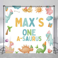 Aperturee Aperturee Custom One A Saurus First Birthday Backdrop Cute Dinosaur and Volcano Party Personalized Boys Dino Mite Decor