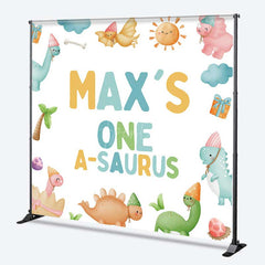 Aperturee Aperturee Custom One A Saurus First Birthday Backdrop Cute Dinosaur and Volcano Party Personalized Boys Dino Mite Decor