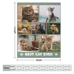 Aperturee - Aperturee Custom Photo Collage Pet Blanket for Cat Lovers ’Best Cat Ever’ Memorial Gift Add Your Favorite Cat Pictures