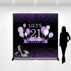 Aperturee - Aperturee Custom Purple Balloon High Heels Birthday Backdrop