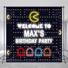 Aperturee Aperturee Custom Retro Arcade Game Birthday Backdrop Pac Man Inspired 80s Video Game Personalized Neon Welcome Sign