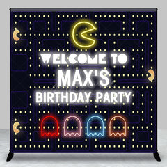 Aperturee Aperturee Custom Retro Arcade Game Birthday Backdrop Pac Man Inspired 80s Video Game Personalized Neon Welcome Sign