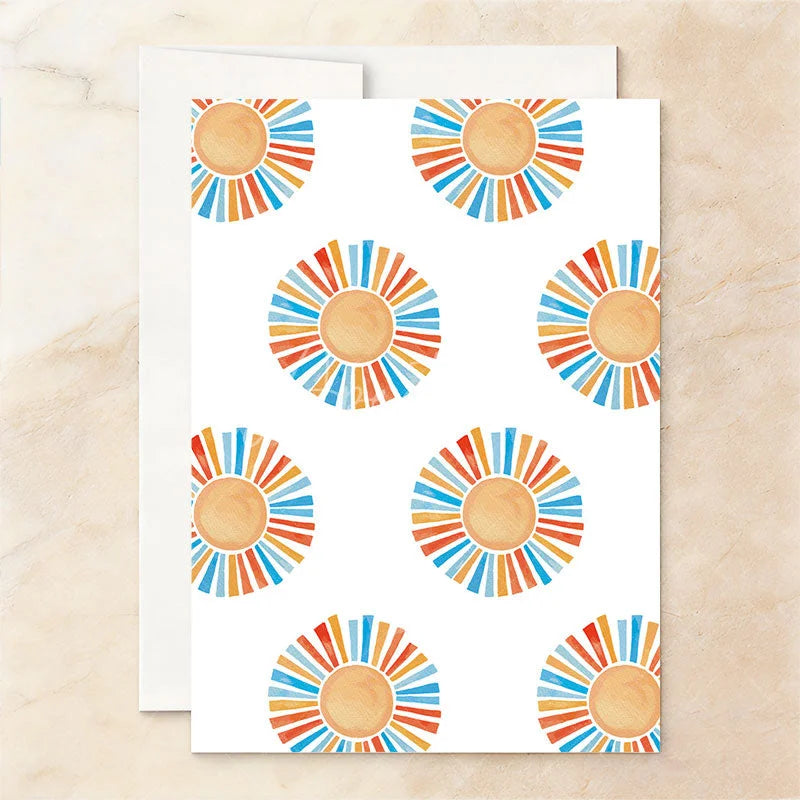 Aperturee - Aperturee Custom Set of 20 Here Comes the Son Sun Baby Shower Invitation Personalized with Vibrant Orange and Blue Rays
